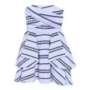 Cameo Strapless Dress with Black and White Stripes